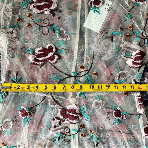 Endless Rose sheer embroidered floral midi mockneck long sleeve dress - Picture 8 of 11